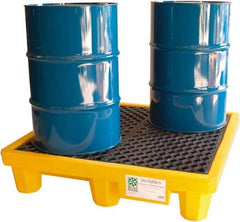 UltraTech - 66 Gal Sump, 6,000 Lb Capacity, 4 Drum, Polyethylene Spill Deck or Pallet - 53" Long x 53" Wide x 12" High, Liftable Fork, 2 x 4 Drum Configuration - Exact Industrial Supply