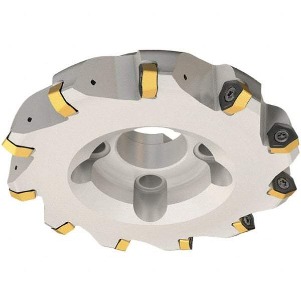 Iscar - 80mm Cut Diam, 32mm Arbor Hole, 3.5mm Max Depth of Cut, 30° Indexable Chamfer & Angle Face Mill - 6 Inserts, H600 WXCU 08 Insert, Right Hand Cut, 6 Flutes, Through Coolant, Series Helido - Exact Industrial Supply