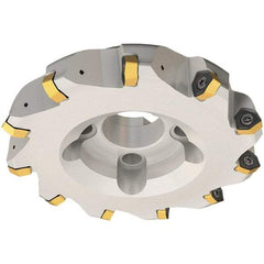 Iscar - 63mm Cut Diam, 27mm Arbor Hole, 3.5mm Max Depth of Cut, 30° Indexable Chamfer & Angle Face Mill - 5 Inserts, H600 WXCU 08 Insert, Right Hand Cut, 5 Flutes, Through Coolant, Series Helido - Exact Industrial Supply