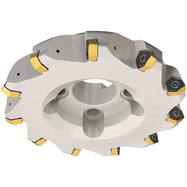 Iscar - 125mm Cut Diam, 40mm Arbor Hole, 3.5mm Max Depth of Cut, 30° Indexable Chamfer & Angle Face Mill - 9 Inserts, H600 WXCU 08 Insert, Right Hand Cut, 9 Flutes, Through Coolant, Series Helido - Exact Industrial Supply