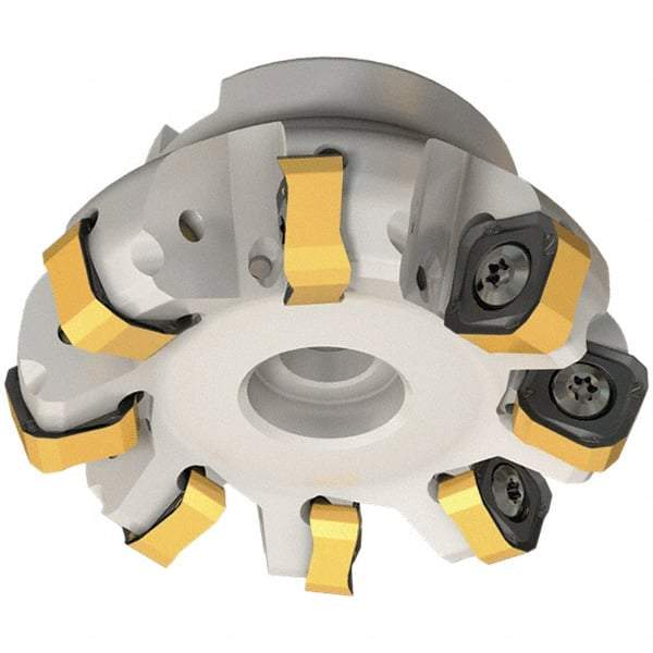 Iscar - 109.7mm Cut Diam, 32mm Arbor Hole, 6mm Max Depth of Cut, 65° Indexable Chamfer & Angle Face Mill - 12 Inserts, OXMT 0507\xB6RXMT 1607\xB6S865 SNMU 1305 Insert, Right Hand Cut, 12 Flutes, Through Coolant, Series Helido - Exact Industrial Supply