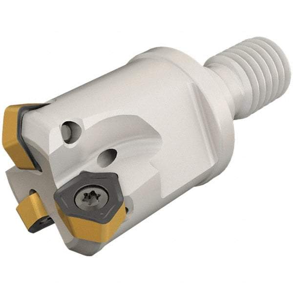 Iscar - 30° Lead Angle, 25mm Max Cut Diam, 15.5mm Min Cut Diam, 2mm Max Depth of Cut, Indexable Chamfer and Angle End Mill - 3 Inserts, H600 WXCU 05 Insert Style, 52mm Overall Length, Through Coolant, Modular Connection - Exact Industrial Supply