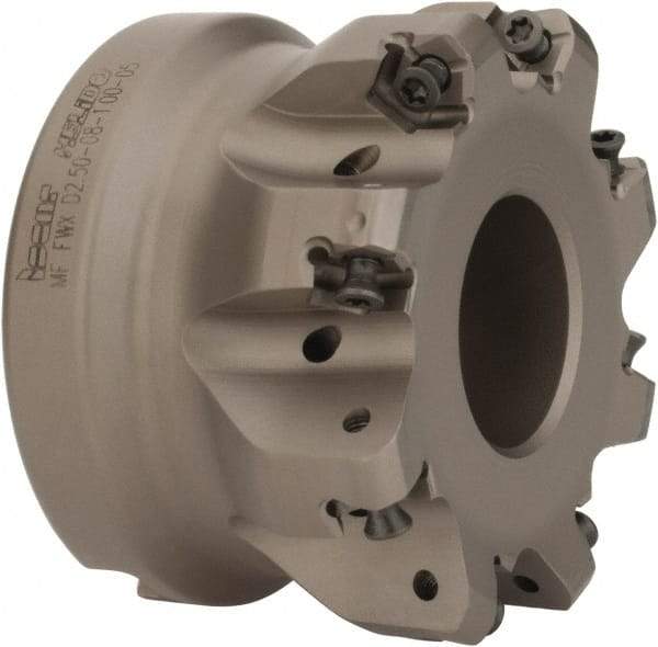 Iscar - 2.127" Cut Diam, 1" Arbor Hole, 0.08" Max Depth of Cut, 30° Indexable Chamfer & Angle Face Mill - 8 Inserts, H600 WXCU 05 Insert, Right Hand Cut, 8 Flutes, Through Coolant, Series Helido - Exact Industrial Supply