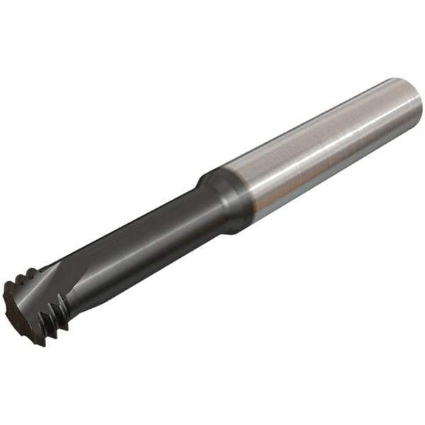 Iscar - 7/16-20 UNF, 0.315" Cutting Diam, 3 Flute, Solid Carbide Helical Flute Thread Mill - Internal Thread, 25mm LOC, 64mm OAL, 8mm Shank Diam - Exact Industrial Supply