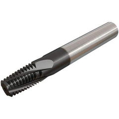 Iscar - 1/8-27 NPT, 0.2992" Cutting Diam, 3 Flute, Solid Carbide Helical Flute Thread Mill - Internal/External Thread, 10.8mm LOC, 64mm OAL, 8mm Shank Diam - Exact Industrial Supply
