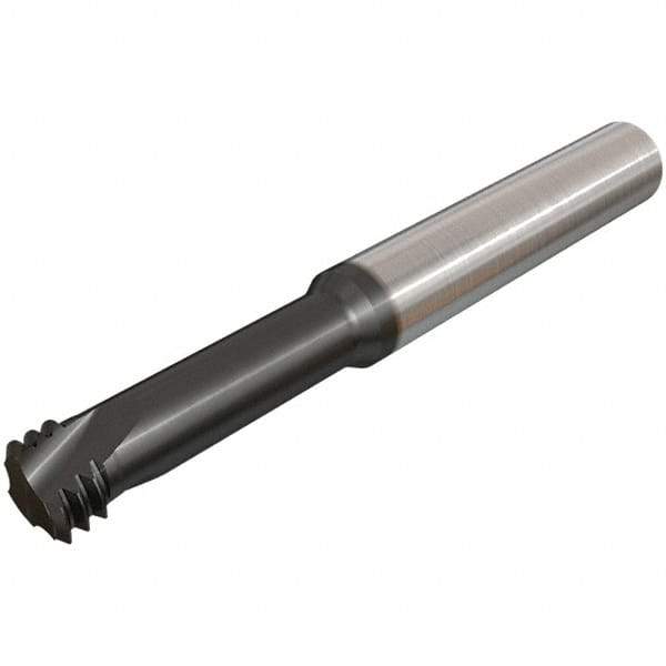 Iscar - 3/8-16 UNC, 0.2638" Cutting Diam, 3 Flute, Solid Carbide Helical Flute Thread Mill - Internal Thread, 22mm LOC, 64mm OAL, 8mm Shank Diam - Exact Industrial Supply