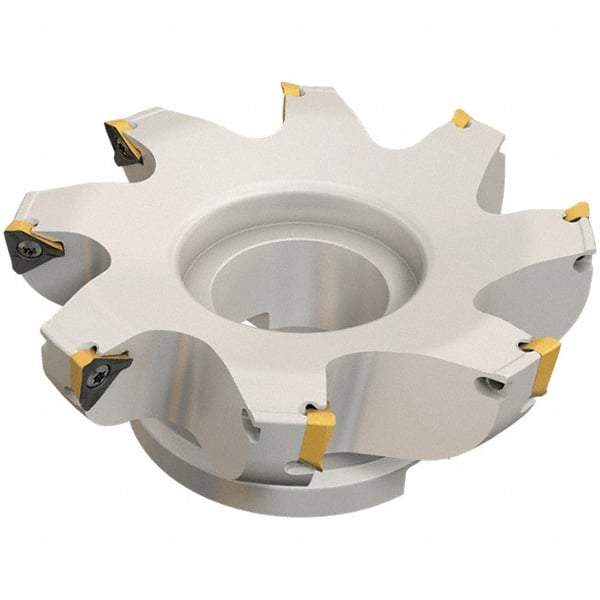 Iscar - 9 Inserts, 125mm Cut Diam, 40mm Arbor Diam, 13mm Max Depth of Cut, Indexable Square-Shoulder Face Mill - 0/90° Lead Angle, 63mm High, HM390 TDKT 1505 Insert Compatibility, Through Coolant, Series HeliIQMill - Exact Industrial Supply