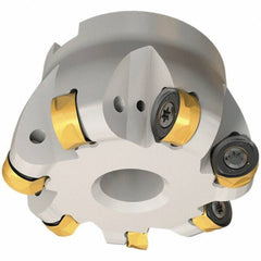 Iscar - 66mm Cut Diam, 12mm Max Depth, 27mm Arbor Hole, 6 Inserts, H400 RNHU Insert Style, Indexable Copy Face Mill - H400 FR-16 Cutter Style, 50mm High, Through Coolant, Series Helido - Exact Industrial Supply