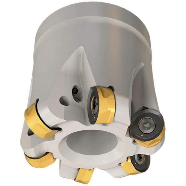 Iscar - 80mm Cut Diam, 8.7mm Max Depth, 27mm Arbor Hole, 8 Inserts, H400 RNHU Insert Style, Indexable Copy Face Mill - H400 FR-12 Cutter Style, 50mm High, Through Coolant, Series Helido - Exact Industrial Supply