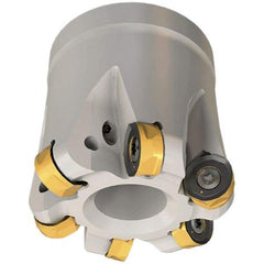 Iscar - 80mm Cut Diam, 8.7mm Max Depth, 27mm Arbor Hole, 8 Inserts, H400 RNHU Insert Style, Indexable Copy Face Mill - H400 FR-12 Cutter Style, 50mm High, Through Coolant, Series Helido - Exact Industrial Supply