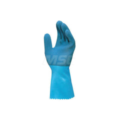 Chemical Resistant Gloves: Small, 1.15 mm Thick, Natural Latex, Supported Blue, Pebbled