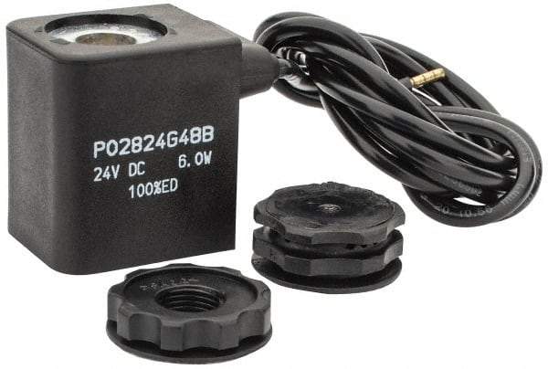 Parker - 24 DC Volt, Class F, Solenoid Coil - 6.0 Watt, IP 65 Enclosure, Use with Parker B Series Viking Valve - Exact Industrial Supply