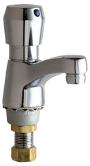 Chicago Faucets - Round Handle, Deck Mounted Bathroom Faucet - One Handle, No Drain, Standard Spout - Exact Industrial Supply