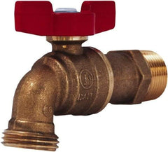 Legend Valve - 3/4" Pipe, 3/4" Tube, Aluminum Hose Bib Drain Cock & Shutoff Valve - 3/4 MNPT Thread, 125 Max psi, 2-29/64" Long - Exact Industrial Supply