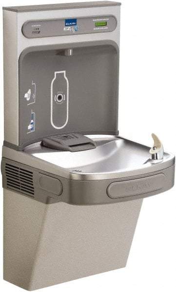 ELKAY - 8 GPH Cooling Capacity Barrier Free Wall Mounted Water Cooler & Fountain - Bottle Filling, 20 to 105 psi, 0.20 hp, Vinyl Clad Steel - Exact Industrial Supply