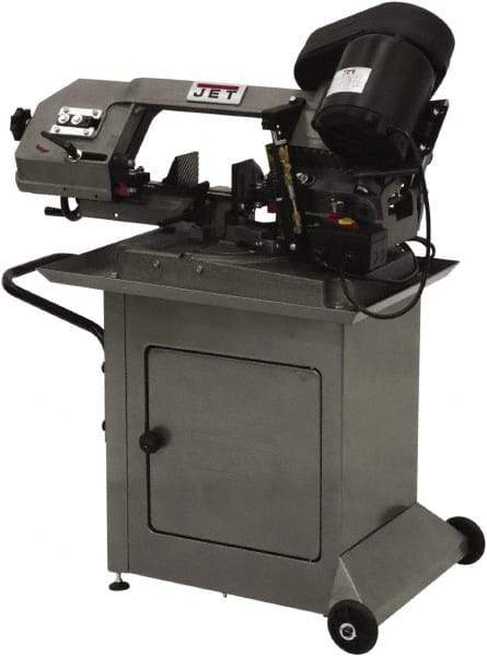 Jet - 5 x 6" Max Capacity, Manual Step Pulley Horizontal Bandsaw - 80, 120 & 200 SFPM Blade Speed, 115/230 Volts, 45 & 60°, 1 Phase - Exact Industrial Supply