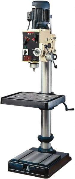 Jet - 10" Swing, Geared Head Drill & Tap Press - 12 Speed, 2 hp, Three Phase - Exact Industrial Supply