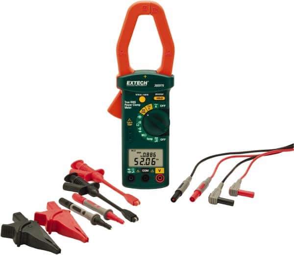 Extech - 4 Piece, Clamp Meter Test Kit - 600 Volt Max, LCD Display - Exact Industrial Supply