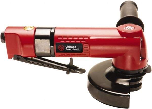 Chicago Pneumatic - 4-1/2" Wheel Diam, 12,000 RPM, Pneumatic Angle & Disc Grinder - 5/8-11 Spindle, 29.7 CFM, Front Exhaust - Exact Industrial Supply