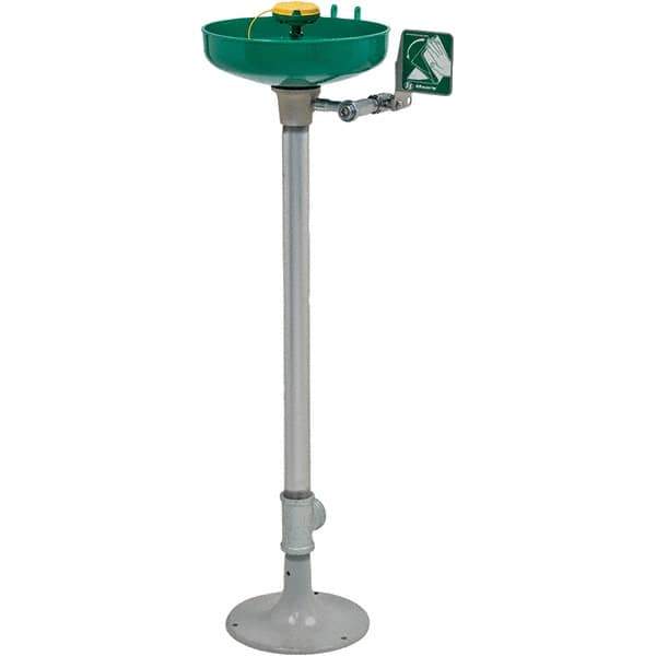 Haws - 15" Wide x 38" High, Pedestal Mount, Plastic Bowl, Eye & Face Wash Station - 11" Inlet, 3.7 GPM Flow Rate - Exact Industrial Supply