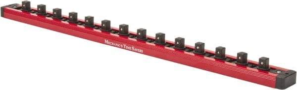 Value Collection - 12 Piece Capacity Magnetic Locking Socket Holder - 3/8" Drive, Red - Exact Industrial Supply