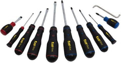 Stanley - 11 Piece Slotted, Phillips, Cabinet & Offset Screwdriver Set - Bit Sizes: Philips #0 to #3 - Exact Industrial Supply