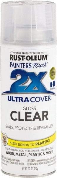 Rust-Oleum - Clear, Gloss, Enamel Spray Paint - 8 Sq Ft per Can, 12 oz Container, Use on Multipurpose - Exact Industrial Supply