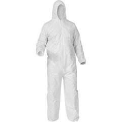 KleenGuard - Size M Polypropylene General Purpose Coveralls - White, Zipper Closure, Elastic Cuffs, Elastic Ankles, Serged Seams - Exact Industrial Supply