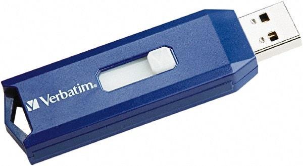 Verbatim - 8GB Blue Flash Drive - Use with Windows 2000, Windows XP, Vista, Windows 7, Mac OS 9.x or higher, Linux Kernel 2.6x or higher - Exact Industrial Supply