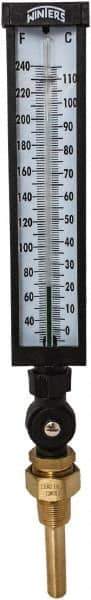 Winters - 30 to 240°F, Industrial Thermometer with Standard Thermowell - 3 Inch Immersion Length, 3-1/2 Inch Stem Length, 17 Inch Long, 3/4 Inch Thread - Exact Industrial Supply