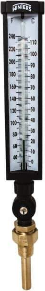 Winters - 30 to 240°F, Industrial Thermometer with Standard Thermowell - 3 Inch Immersion Length, 3-1/2 Inch Stem Length, 17 Inch Long, 3/4 Inch Thread - Exact Industrial Supply