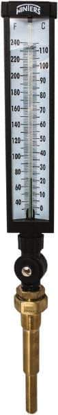 Winters - 30 to 240°F, Industrial Thermometer with Standard Thermowell - 5 Inch Immersion Length, 6 Inch Stem Length, 20 Inch Long, 3/4 Inch Thread - Exact Industrial Supply