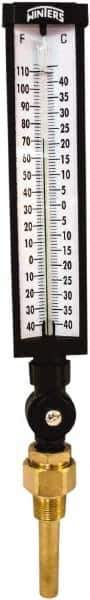 Winters - -40 to 110°F, Industrial Thermometer with Standard Thermowell - 3 Inch Immersion Length, 3-1/2 Inch Stem Length, 17 Inch Long, 3/4 Inch Thread - Exact Industrial Supply