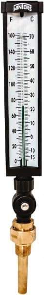 Winters - -15 to 160°F, Industrial Thermometer with Standard Thermowell - 3 Inch Immersion Length, 3-1/2 Inch Stem Length, 17 Inch Long, 3/4 Inch Thread - Exact Industrial Supply