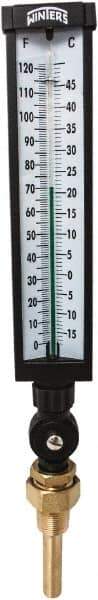 Winters - -15 to 120°F, Industrial Thermometer with Standard Thermowell - 3 Inch Immersion Length, 3-1/2 Inch Stem Length, 17 Inch Long, 3/4 Inch Thread - Exact Industrial Supply