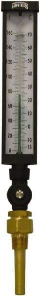Winters - -15 to 160°F, Industrial Thermometer with Standard Thermowell - 3 Inch Immersion Length, 3-1/2 Inch Stem Length, 17 Inch Long, 3/4 Inch Thread - Exact Industrial Supply