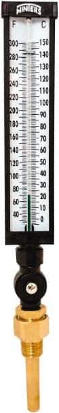 Winters - 30 to 300°F, Industrial Thermometer with Standard Thermowell - 3 Inch Immersion Length, 3-1/2 Inch Stem Length, 17 Inch Long, 3/4 Inch Thread - Exact Industrial Supply