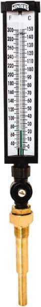 Winters - 30 to 300°F, Industrial Thermometer with Standard Thermowell - 5 Inch Immersion Length, 6 Inch Stem Length, 20 Inch Long, 3/4 Inch Thread - Exact Industrial Supply