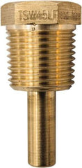 Winters - 1.61 Inch Overall Length, 1/2 Inch Thread, Brass Thermowell - 0.9 Inch Insertion Length - Exact Industrial Supply