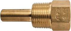 Winters - 2-1/2 Inch Overall Length, 3/4 Inch Thread, Brass Thermowell - 1.3 Inch Insertion Length - Exact Industrial Supply