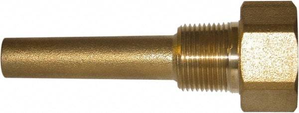 Winters - 4-1/4 Inch Overall Length, 3/4 Inch Thread, Brass Thermowell - 2-1/2 Inch Insertion Length - Exact Industrial Supply