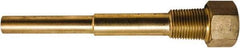 Winters - 7-1/2 Inch Overall Length, 1/2 Inch Thread, Brass Thermowell - 4-1/2 Inch Insertion Length - Exact Industrial Supply