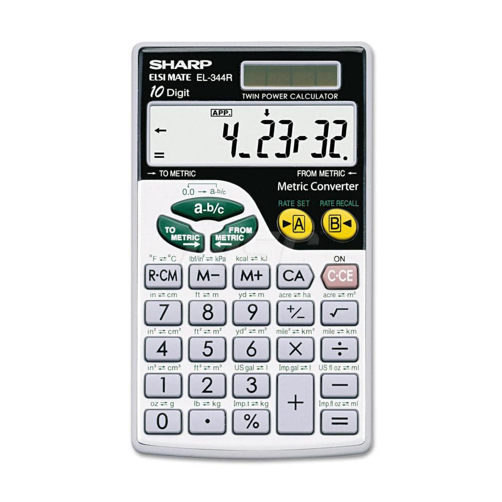 Victor - Calculators; Type: Handheld ; Type of Power: Battery; Solar ; Display Type: 10-Digit LCD ; Color: Black; Gray ; Display Size: 13mm ; Width (Decimal Inch): 2.7200 - Exact Industrial Supply