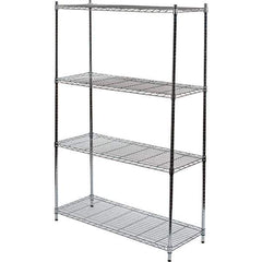 Quantum Storage - 4 Shelf Wire Shelving Unit - 48" Wide x 18" Deep x 72" High, - Exact Industrial Supply