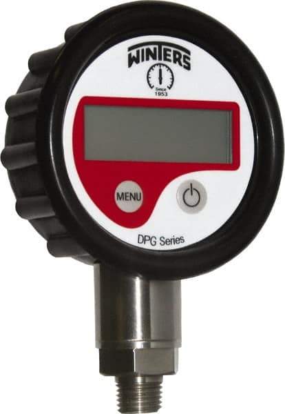 Winters - 2-1/2" Dial, 1/4 Thread, 0-100 Scale Range, Pressure Gauge - Lower Connection Mount, Accurate to 0.01% of Scale - Exact Industrial Supply