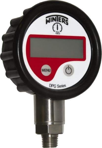 Winters - 2-1/2" Dial, 1/4 Thread, 30-0-100 Scale Range, Pressure Gauge - Lower Connection Mount, Accurate to 0.01% of Scale - Exact Industrial Supply