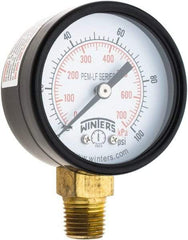 Winters - 2" Dial, 1/4 Thread, 0-100 Scale Range, Pressure Gauge - Lower Connection Mount, Accurate to 3-2-3% of Scale - Exact Industrial Supply