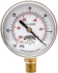 Winters - 2-1/2" Dial, 1/4 Thread, 30" HG Vac Scale Range, Pressure Gauge - Lower Connection Mount, Accurate to 3-2-3% of Scale - Exact Industrial Supply