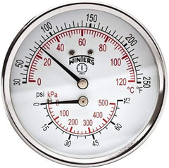 Winters - 3" Dial, 1/2 Thread, 0-75 Scale Range, Pressure Gauge - Center Back Connection Mount, Accurate to 0.03% of Scale - Exact Industrial Supply