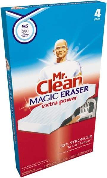 Mr. Clean - 2.4" Long x 4.6" Wide x 0.7" Thick Eraser - Heavy-Duty, White - Exact Industrial Supply